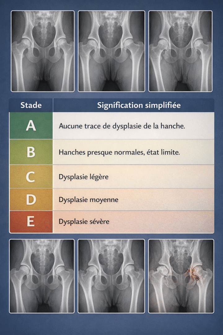 CVA : Stades de la dysplasie de la hanche
